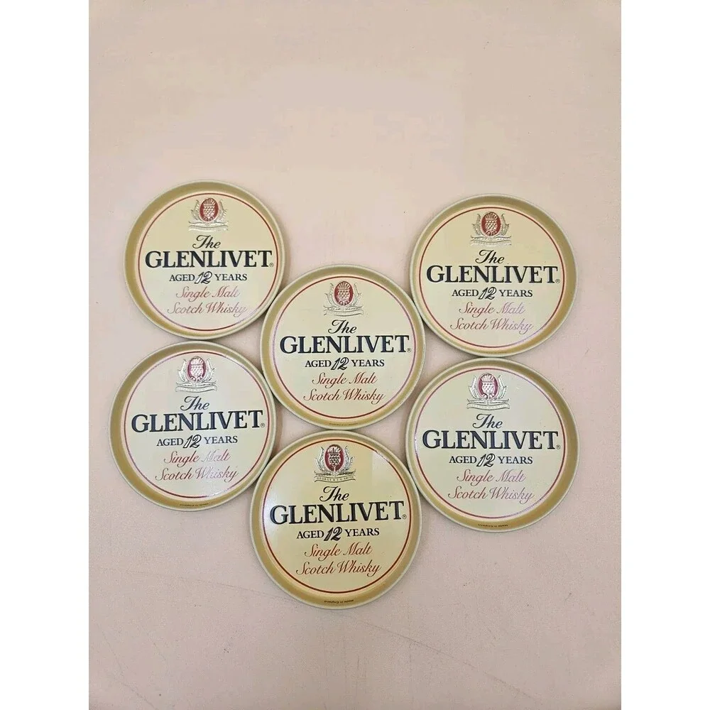 Glenlivet Single Malt Scotch Whiskey Aged 12 Years Mini Metal Coasters Set Of 6